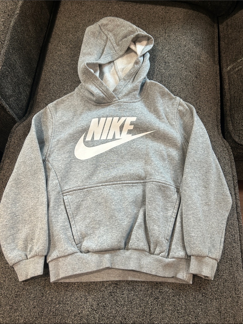 Nike Kids Gray Hoodie with White Logo